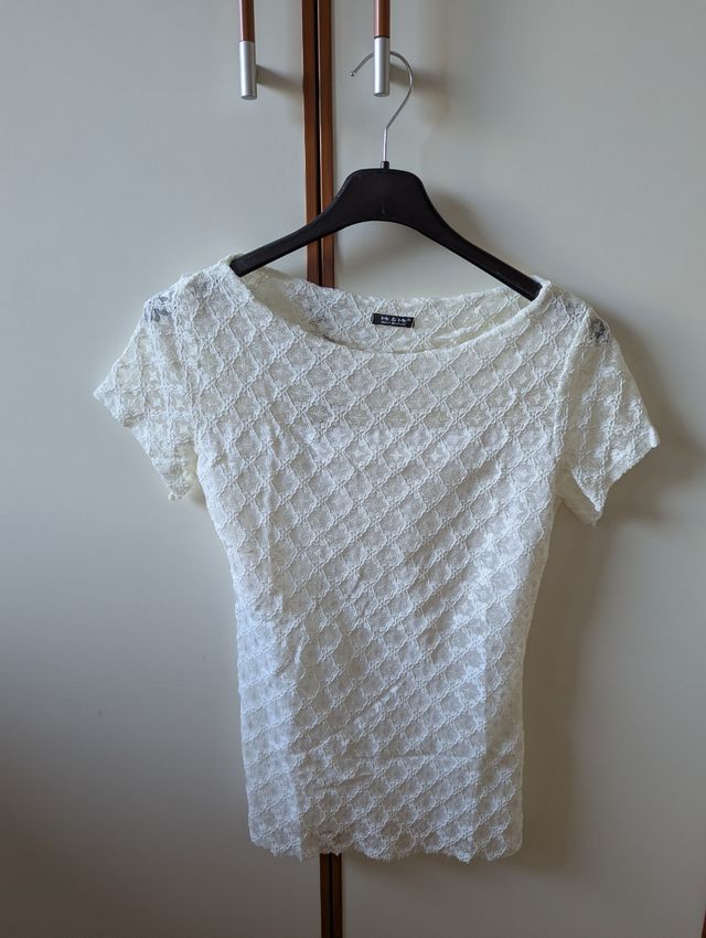 T-shirt pizzo bianco