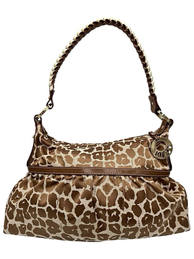 Borsa Chef Fendi in tessuto leopardato marrone