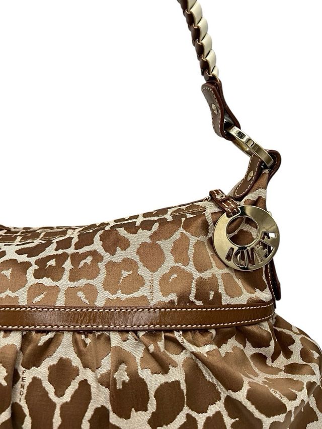 Borsa Chef Fendi in tessuto leopardato marrone