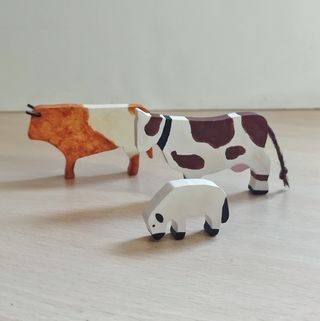 Tres animales estilo rústico Montessori vintage