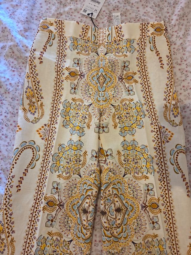 Pantalon estampado original lino a estrenar