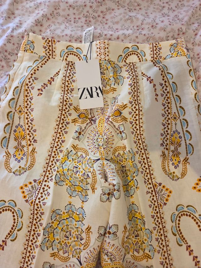 Pantalon estampado original lino a estrenar