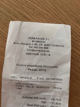 Casco moto HJC V31 Gris
Talla S. Nuevo!