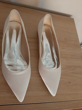 Zapatos novia satén blanco roto