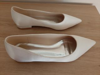 Zapatos novia satén blanco roto