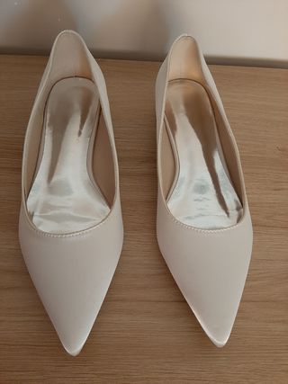 Zapatos novia satén blanco roto