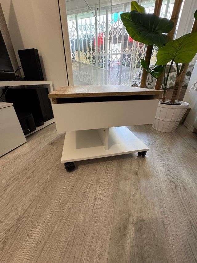 Mesa centro elevable Luanda - marrón y blanco