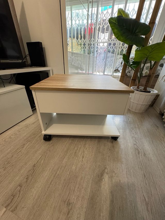 Mesa centro elevable Luanda - marrón y blanco