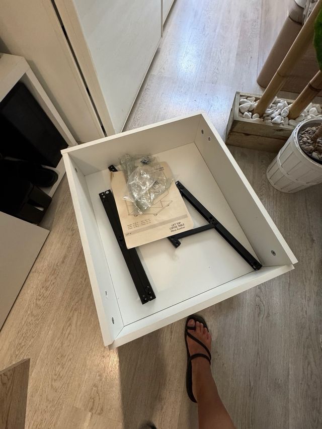 Mesa centro elevable Luanda - marrón y blanco