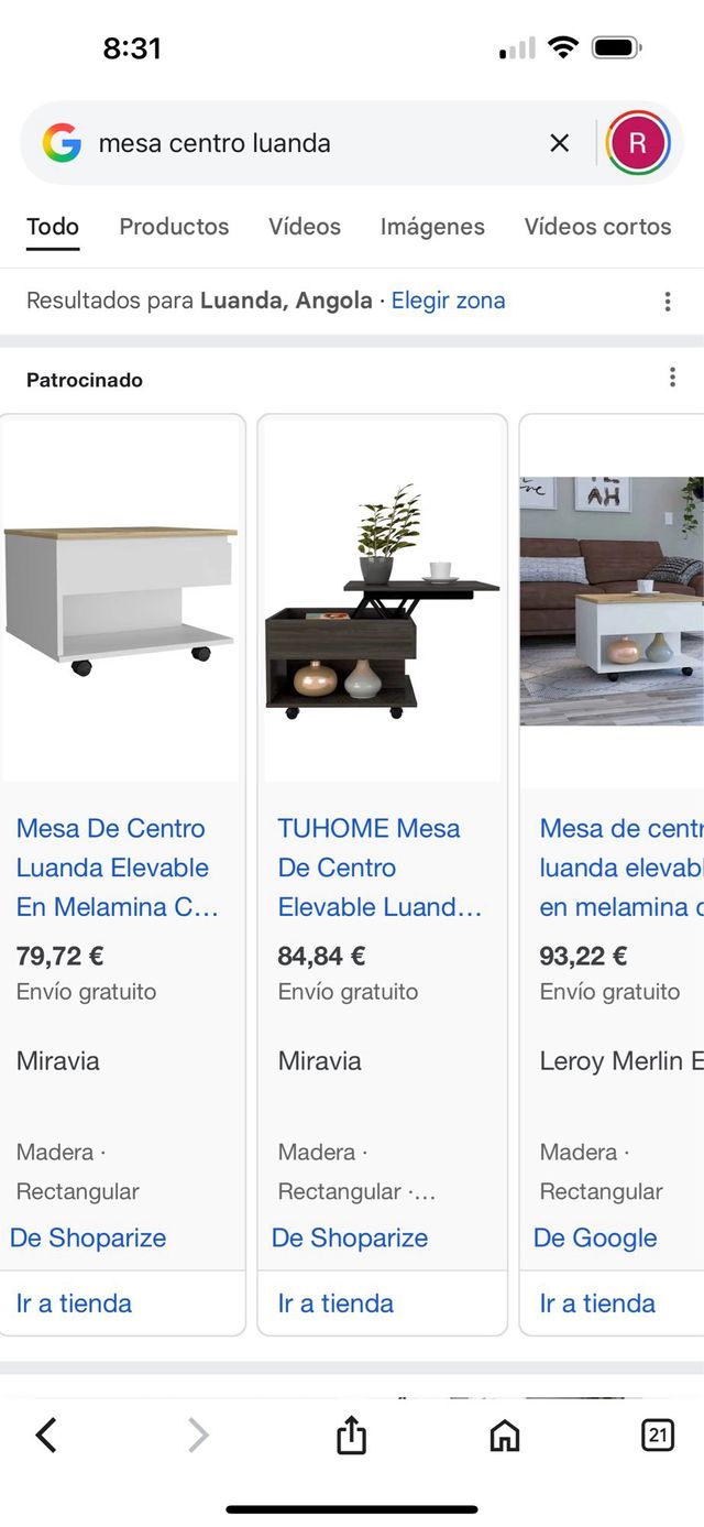 Mesa centro elevable Luanda - marrón y blanco