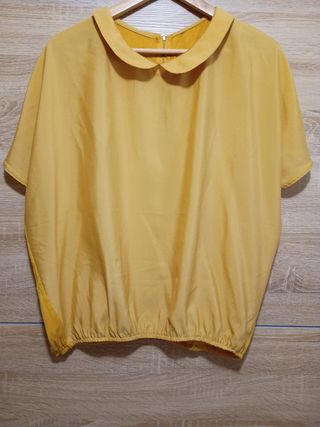 Blusa Vintage manga corta mostaza 