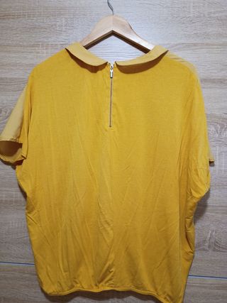 Blusa Vintage manga corta mostaza 