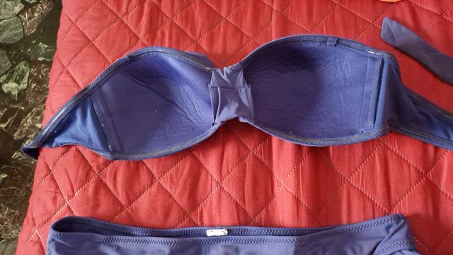 Bikini blu avuo - fascia e slip con volant