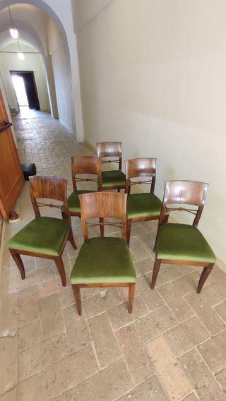 6 Sedie in noce massello in stile Luigi Filippo