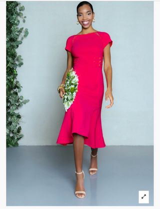 Vestido midi Carla Ruiz rosa Nuevo etiqueta
