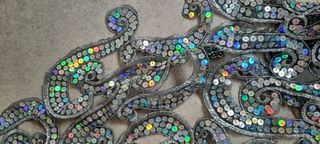 Tela lentejuelas 3 piezas  plata /negra/multicolor