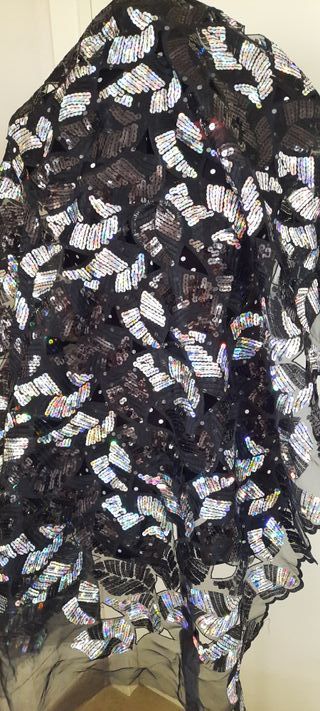 Tela lentejuelas 3 piezas  plata /negra/multicolor