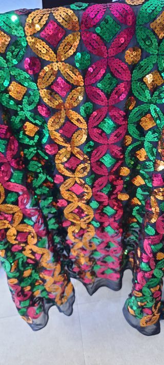 Tela lentejuelas 3 piezas  plata /negra/multicolor