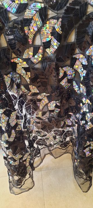 Tela lentejuelas 3 piezas  plata /negra/multicolor