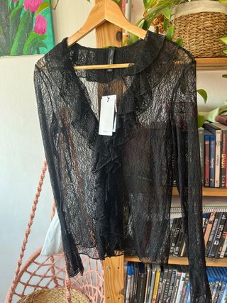 CAMISA ENCAJE MANGO PERFECTA FIESTAS! NUEVA