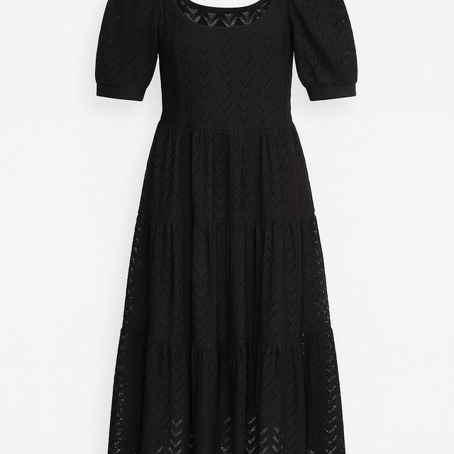 Vestido negro midi de canalé