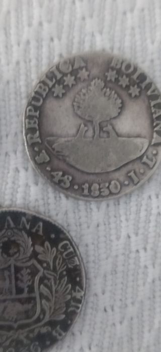 3 Monedas Plata Bolivia-Perú 1830-1836.