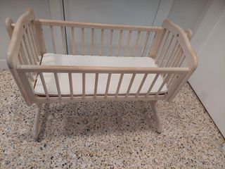 Minicuna colecho mecedora madera blanca