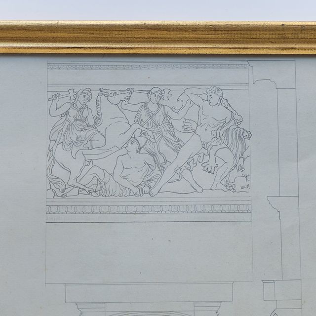 Lámina arquitectura antigua enmarcada