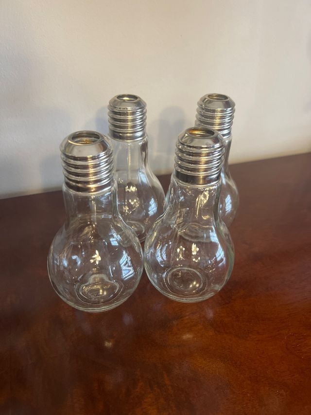 4 Vasos Bombilla Cristal