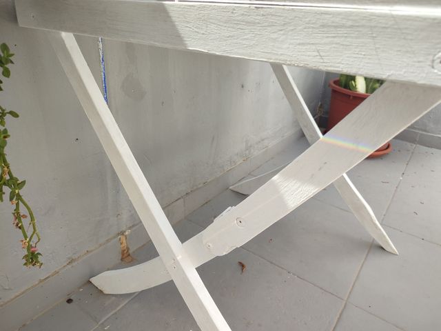 Mesa cristal y teca - exterior