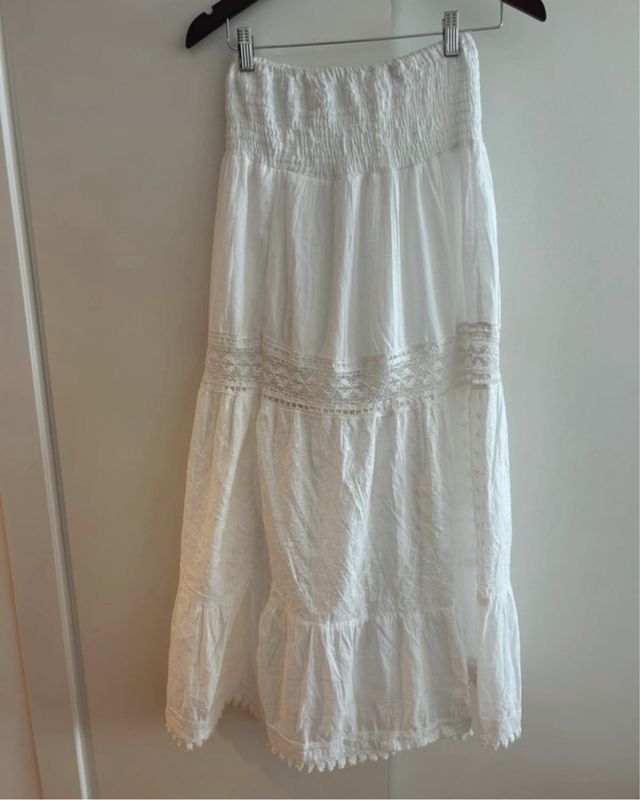 Maxifalda blanca algodón estilo ibicenco – M