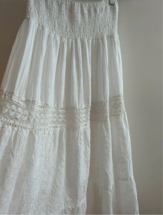 Maxifalda blanca algodón estilo ibicenco – M
