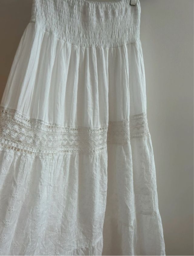 Maxifalda blanca algodón estilo ibicenco – M