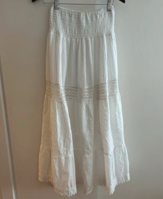 Maxifalda blanca algodón estilo ibicenco – M
