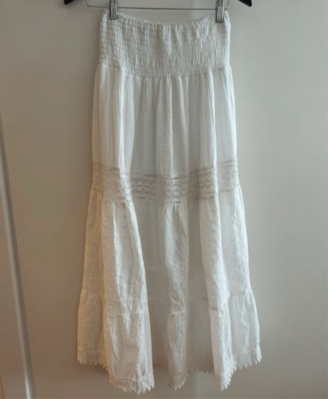 Maxifalda blanca algodón estilo ibicenco – M