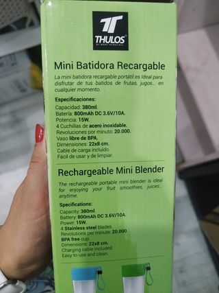 Minibatidora recargable portátil