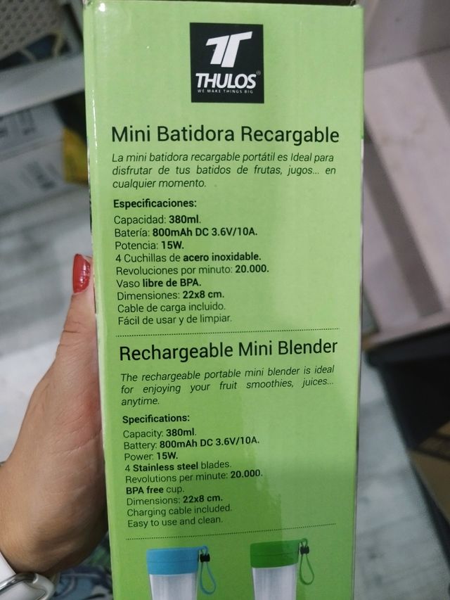 Minibatidora recargable portátil