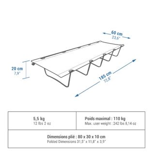 Catre camping plegable - 185cm