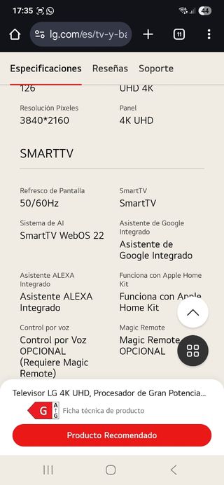 TV LG 50" UQ75006LF negra