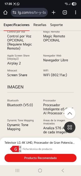 TV LG 50" UQ75006LF negra
