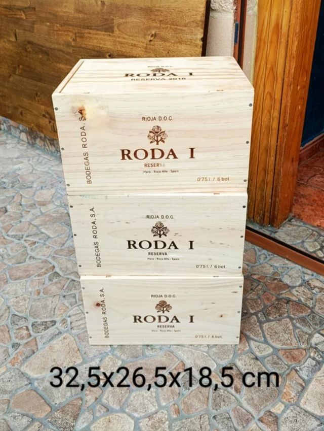 3 Scatole di Vino RODA in Legno 1 con tappo decorativo