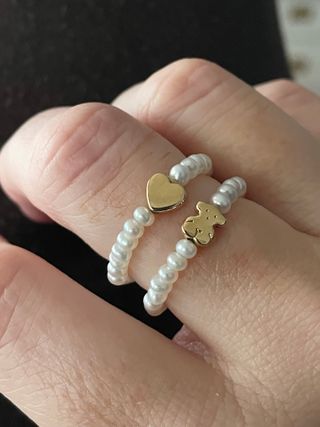 Anillo Tous de oro amarillo G750 y perlas blancas