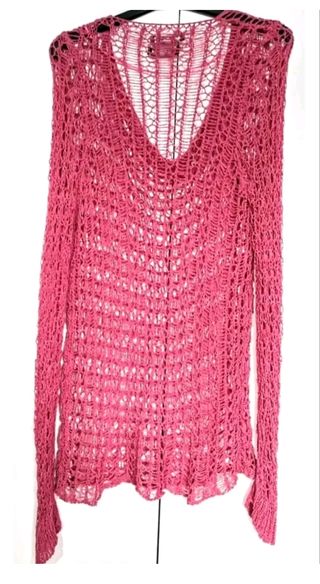 Maglia Camomilla rosa traforata