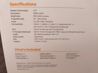 Proyector Yaber K2s - 800 lumens