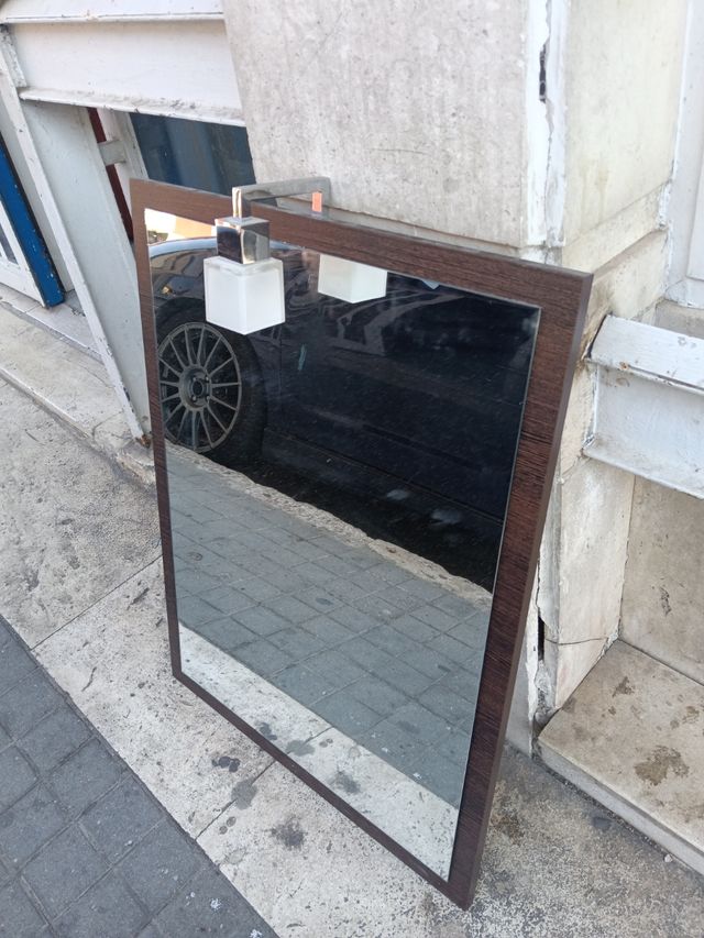 Espejo baño marrón - madera