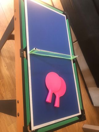 Mesa 4 en 1: Futbolín, Ping Pong, Air Hockey, Bill