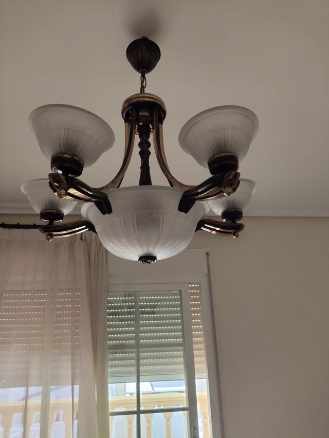 Lampara techo 5 luces dorada