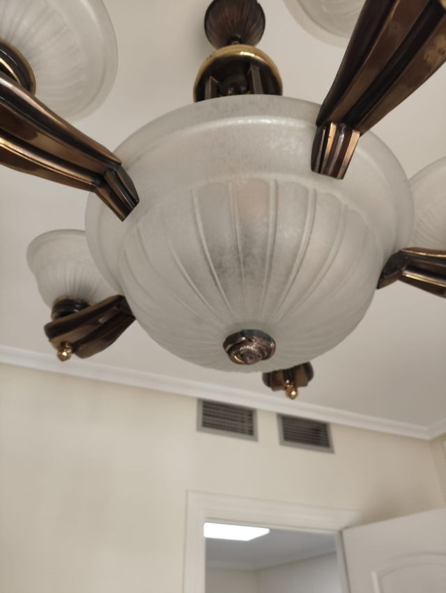 Lampara techo 5 luces dorada