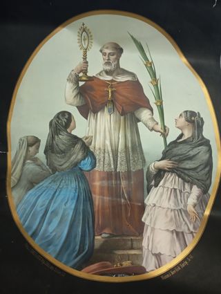 Cromolitografía religiosa antigua