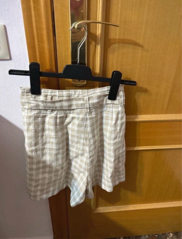 Shorts cuadros Zara beige